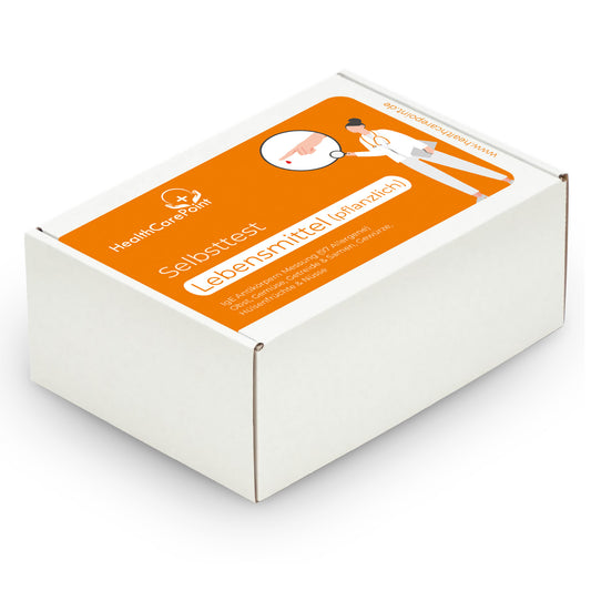 a white box with an orange label on it